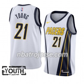 Barn Indiana Pacers Tröja Thaddeus Young 21 2018-19 Nike Vit Swingman